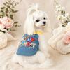 Pet Birthday Denim Suspender Dress With Colorful Embroidered Letters Yorkshire Terrier Maltese Dog Cat