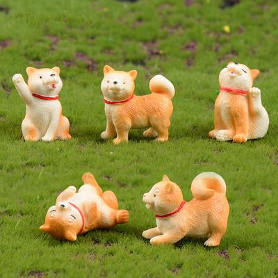 Micro décoration de paysage Akita en forme de chien, petite décoration succulente créative en résine bonsaï