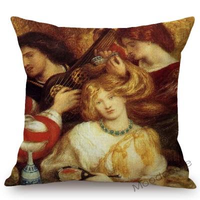 Uk British Artist Dante Gabriel Rossetti World Famous Oil Painting European Beauty Princess Sofa Pillow Case Linen Cushion Cover