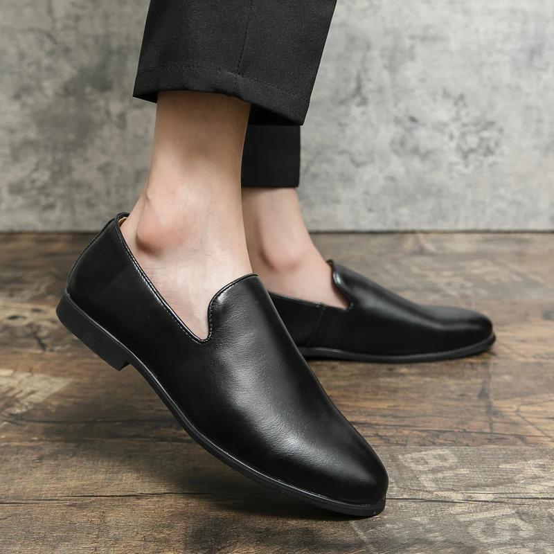 Fashion Spring Autumn Casual Leather Shoes Mens Soft Trends Nightclub Shoes Business Dating Loafers Formal Party Shoes Men Moccasins