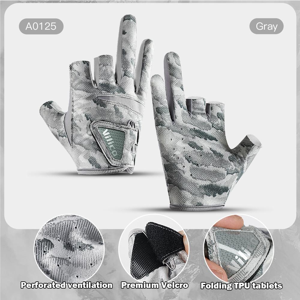 Fishing Gloves For Men Summer Fishing Road Sub Sunscreen And Anti Slip Ice Silk Breathable Thin Three Finger Cut Gloves
