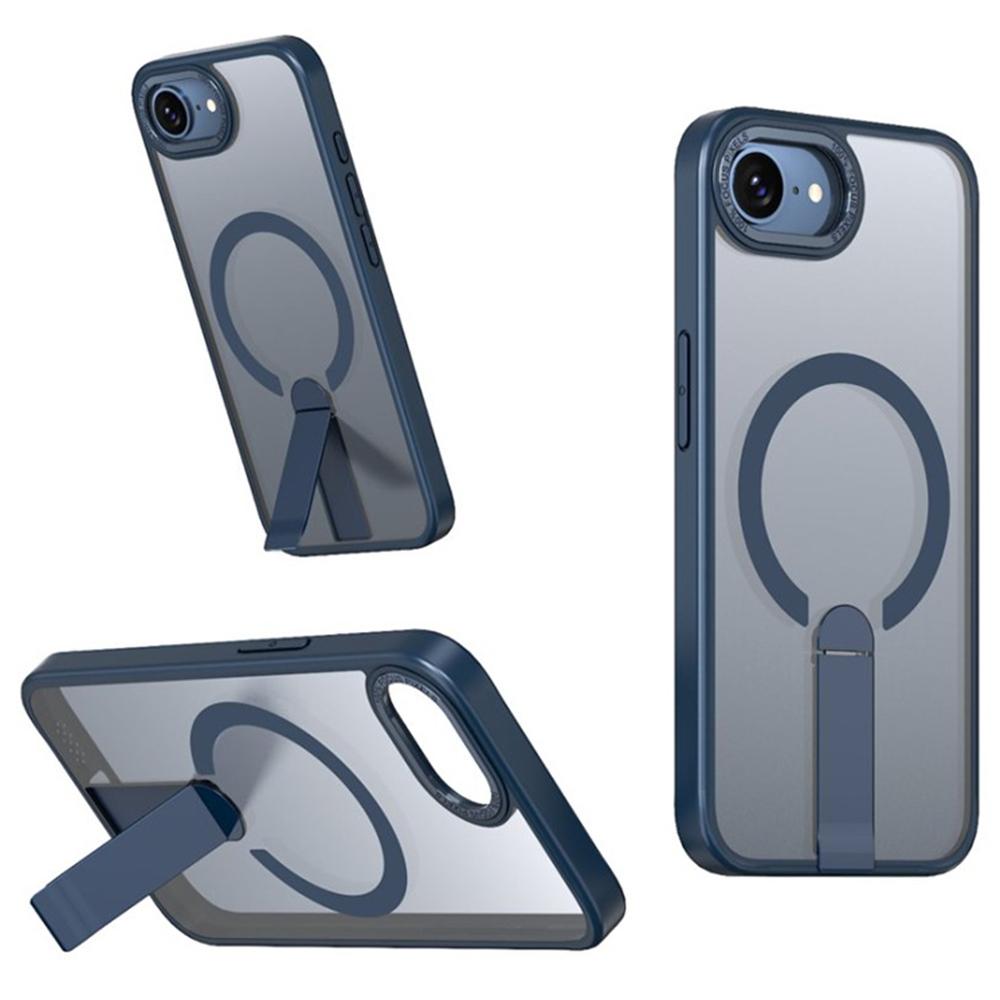

For iPhone 16e Case Compatible with MagSafe Kickstand TPU + Acrylic Phone Cover D