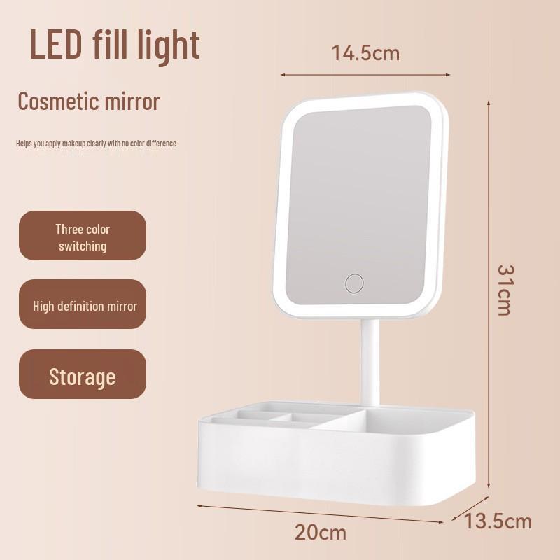 

Portable LED Vanity Mirror with Light and Storage Box