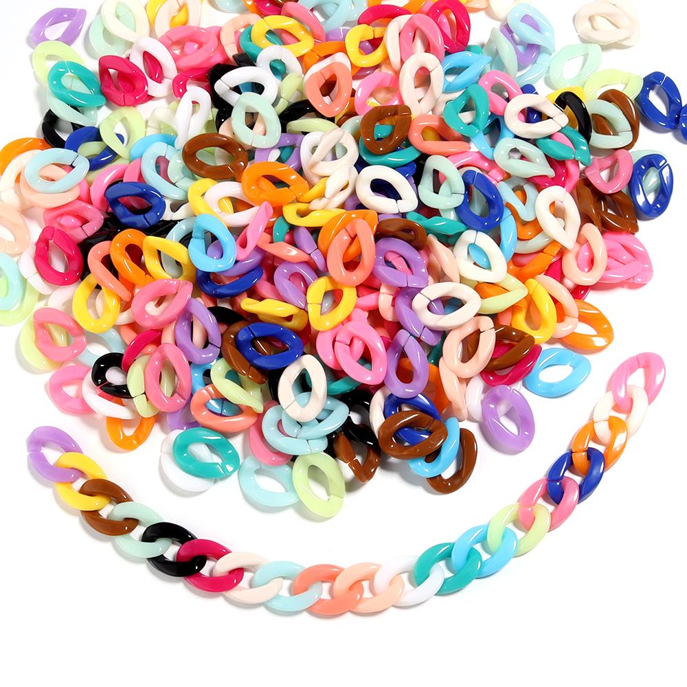 50pcs/Lot Colorful Acrylic Link Chain Buckle Beads For Necklace Bag Chains Connector Clasps DIY Necklace Clothing Jewelry Making
