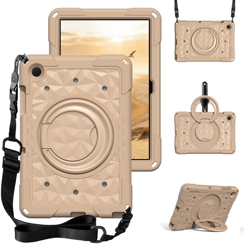 For Samsung Galaxy Tab A11+ / A9+ Case Hand Grip Kickstand Geometric Pattern PC + EVA Tablet Cover with Shoulder Strap