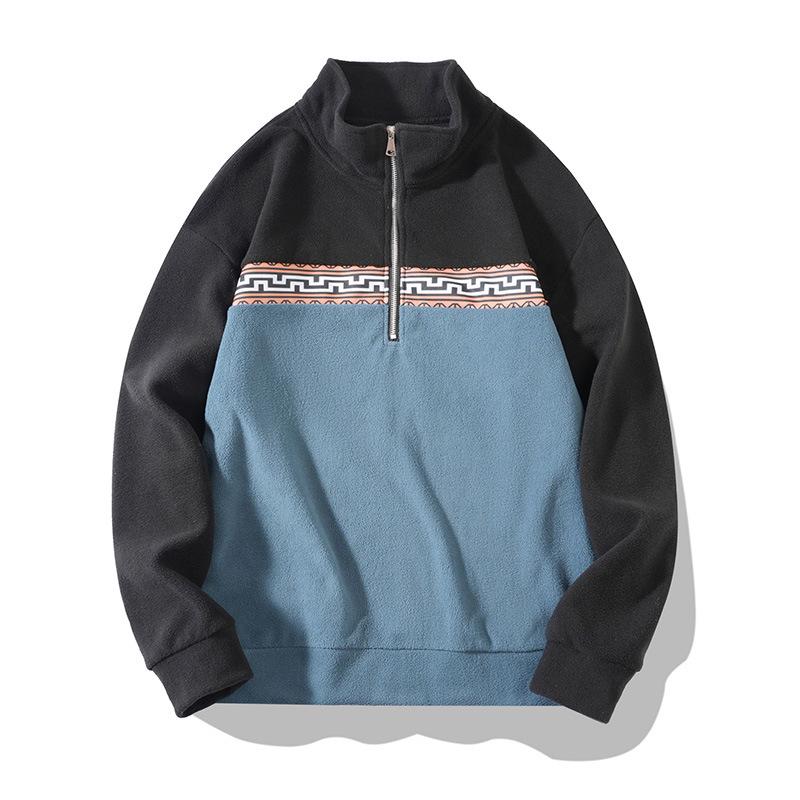 

Men s Long-Sleeve Jacquard Half-Zip Hoodie XXXL чорний/синій