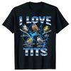 Vtipný ptačí meme Miluji prsa Pozorování ptáků Retro trička Unisex Potisk Tričko Volné Oversized Streetwear Hip Hop Unisex Tričko