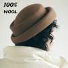 2026 New  Autumn Winter Wool Retro Rolled Edge Beret Japanese Style Women's Fedora Hat French Elegant Wedding Church Pillbox Hat