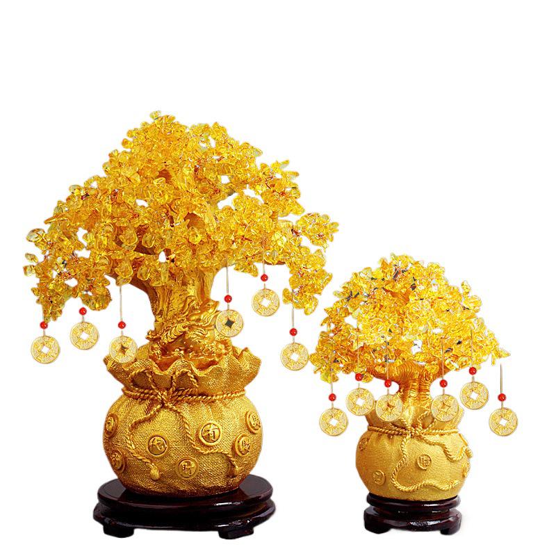 Citrine Money Tree Ornament - Home Decoration for Living Room, Housewarming, New Year, or New Home Opening Gift