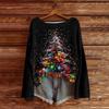 Women's Casual Fashion Round Neck Top Christmas Print Long Sleeve Knit Pullover