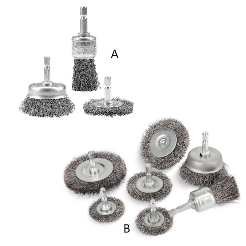 Hex Shank Steel Wire Wheel Brush Ideal For Metal Rusts Removal And Welding Spots Cleaning Tool 1/4Inch Hexagonal Handle