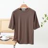 Women's Summer Patchwork Loose T-Shirt with Round Neck and Five-Sleeve Design