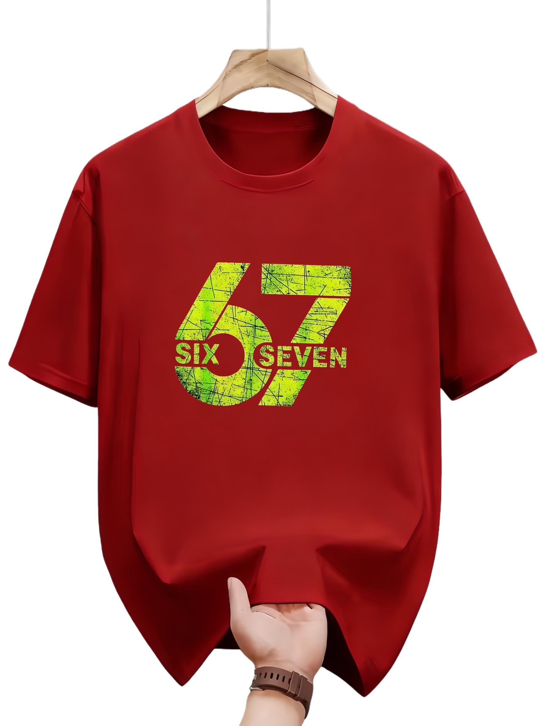 Мужская футболка с круглым вырезом, размер 67. Ретро-дизайн с цифровым узором для повседневной и модной одежды для активного отдыха. Футболка S