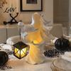 Decorative Lighting for Weddings Halloween Ghost Messenger Resin Figurine, Witch Statue with Lantern, Waterproof Indoor Outdoor Thanksgiving Christmas
