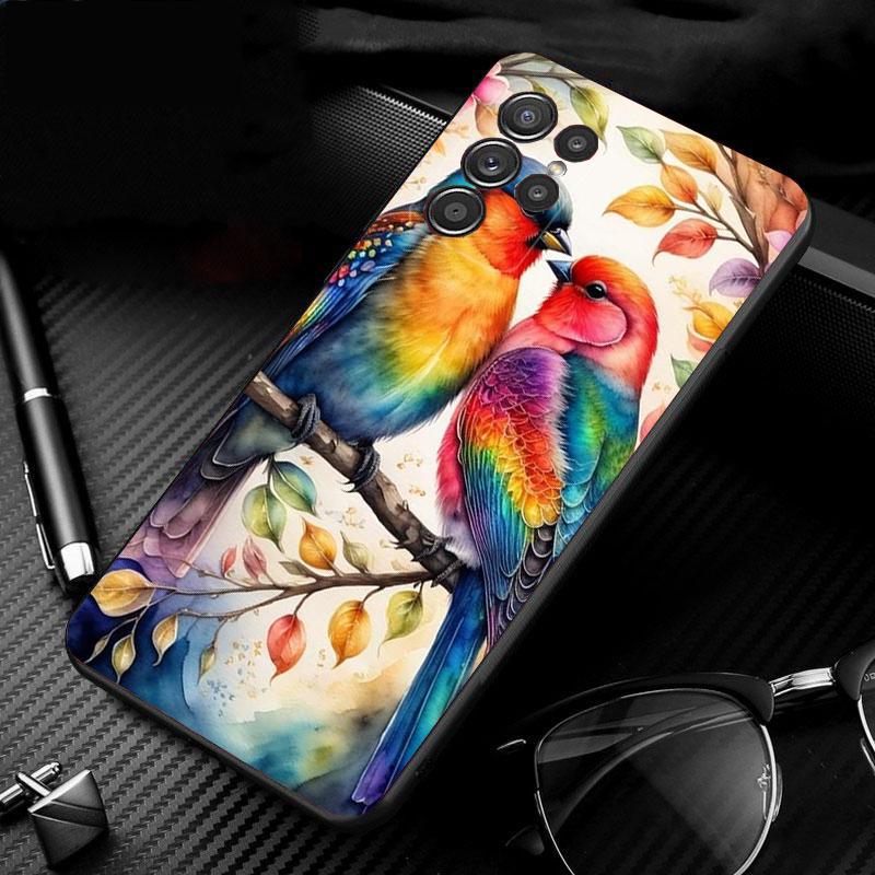 Barevný obal na telefon s ptákem pro S24 S23 S22 S21 S20 Ultra S20 S22 S21 S10E S20 FE S24 Plus