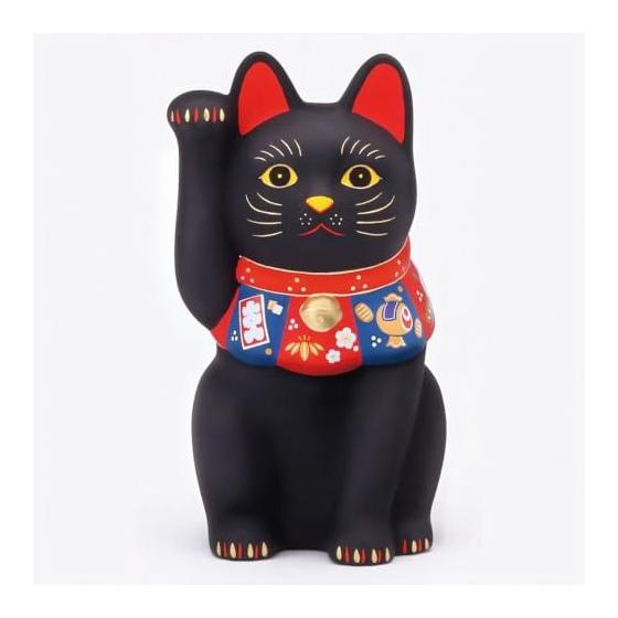 Lucky cat (black/large) lucky cat (with good luck sticker)