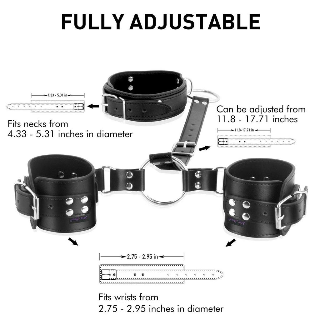 Bondage Sex Restraints Kit Neck To Wrist Restraints Leather Straps Whip SM Bondage Harness Sex Games Adult Sex Toys