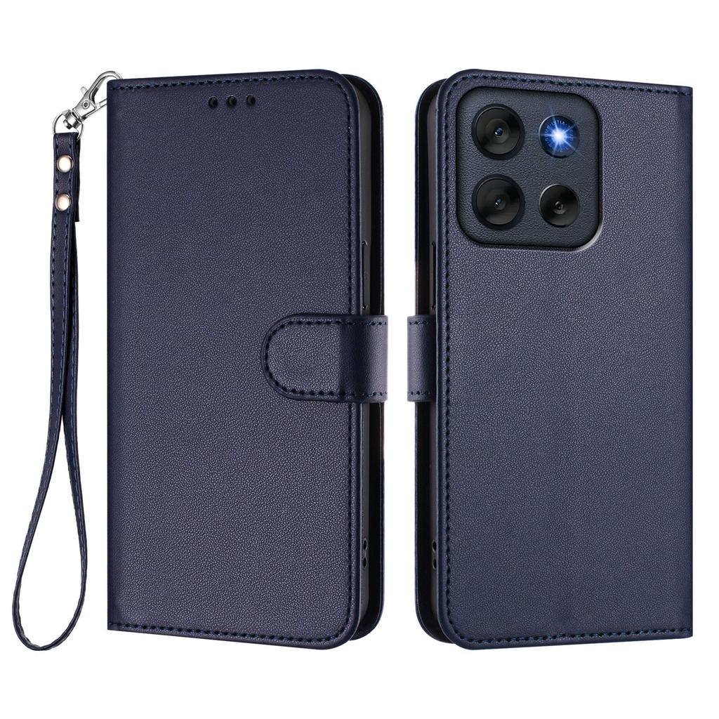 For Motorola Moto G56 5G Leather Case Wallet Stand Phone Cover with Wrist Strap