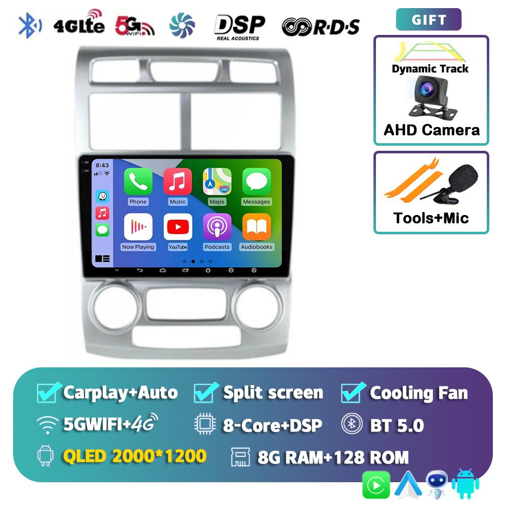 Android 14 Carplay Auto For KIA Sportage 2004 - 2007 Car Radio 4G+WIFI Player Multimedia Stereo 360 Camera Navigation Video GPS