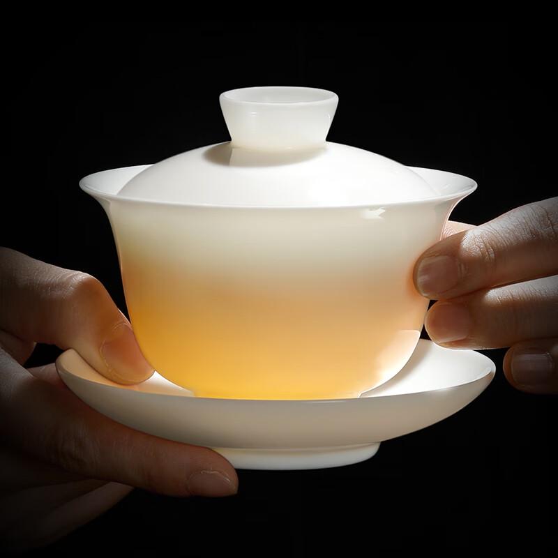 Buzhuo White Porcelain SanCai Gaiwan Tea Set