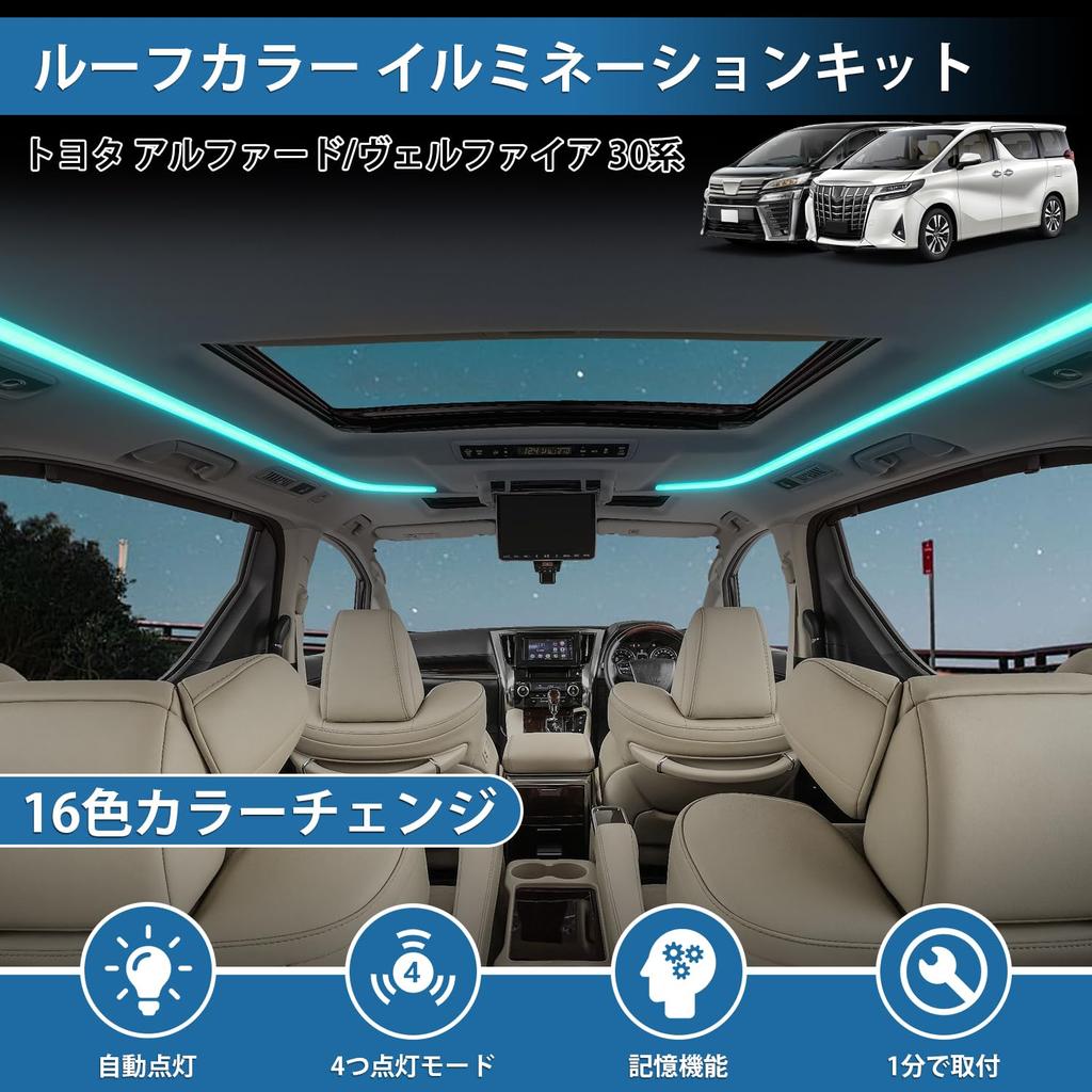 Virauto Roof Light Illumination Kit for Toyota Alphard and Vellfire Color Change Roof Automatic 4 Lighting Function Memory Custom Interior Easy