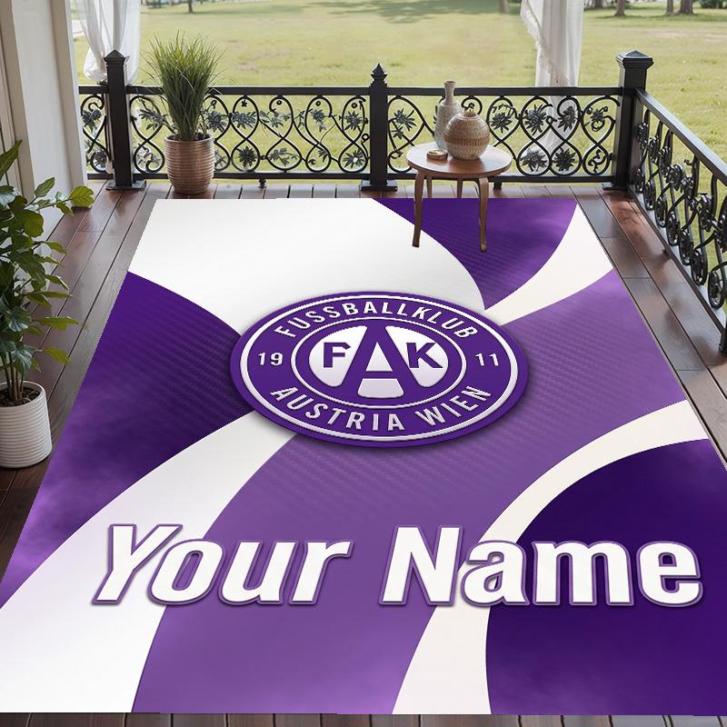 Custom Text Printed Rug Austria Wien FC Non Slip Floor Carpet For Home Room Decor
