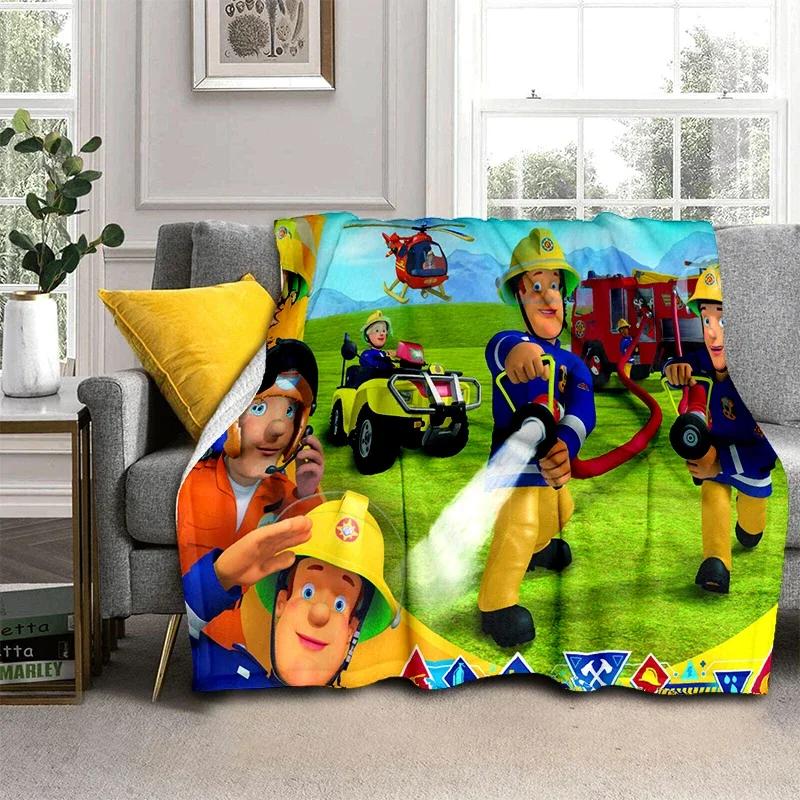Fireman Sam Throws Blankets Kids Super Soft Warm Cartoon Flannel Blanket for Travel Bedding Couch Sofa Bed Blanket For Gifts