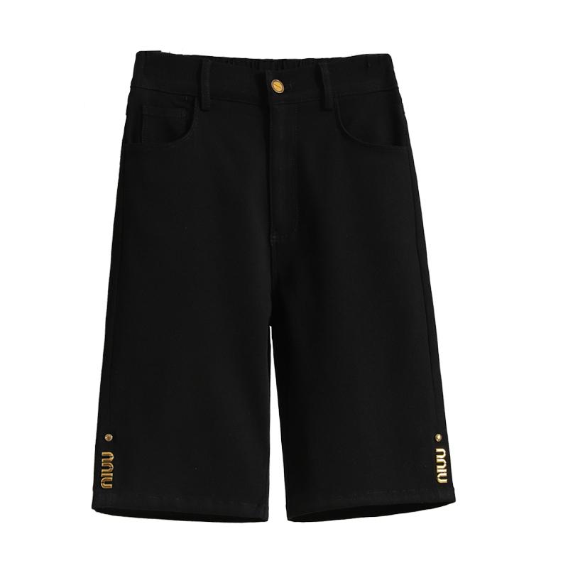 DIMANAF 2025 Übergröße Damen Shorts Hosen Sommer Locker Jeans Kurz Basic Harem Hohe Taille Einfarbige Hosen Elastische Taille