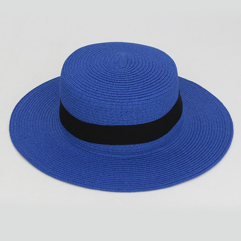 Color Square 20 Buckle Round Straw Hat Summer Travel Sunshade Cap Breathable