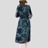 High-end Women's Velvet Dress Long Silk Dress Loose Floral A-Line Dress Spring Autumn