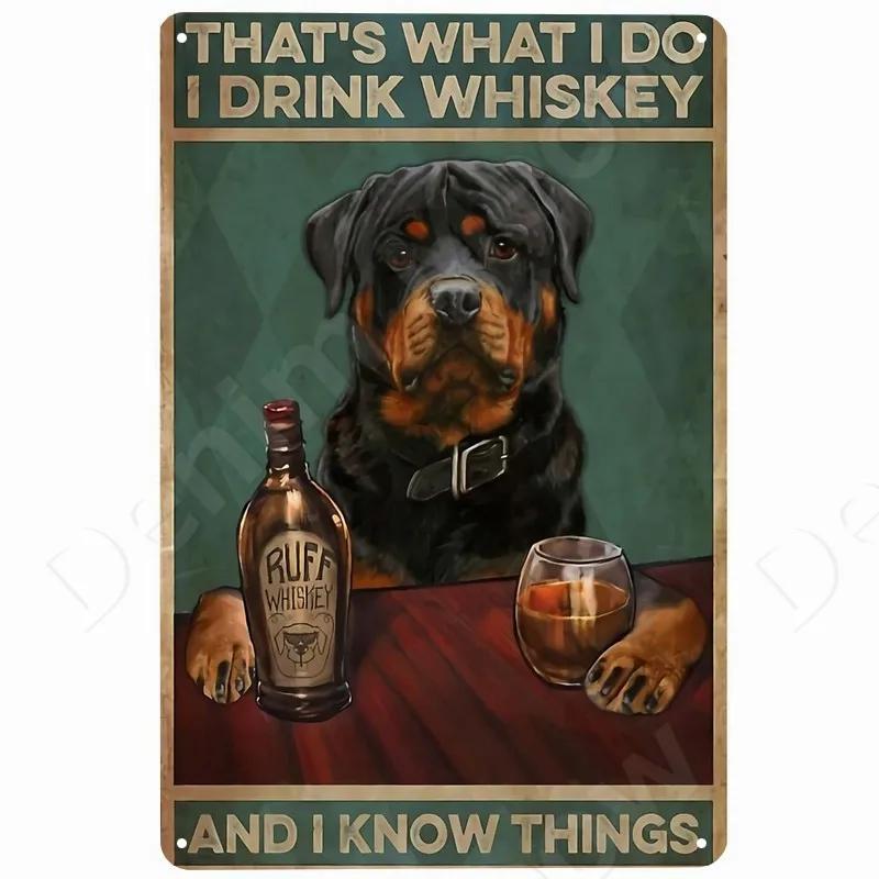 Cats and Wine Vintage Metal Sign Dog and Beer Wall Decoration for Bar Home Club Let Evening Be-Gin Tin Poster Funny Plate