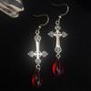 Bat Red Bead Pendant Earrings Goth Punk Style Horns Red Blood Drops Crystal Jewelry Gorgeous Fashion Ladies Gifts