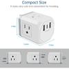 Multi Plug Outlet Extender 2 Pack, Small Electrical Outlet Splitter with 3 USB Ports (1 USB-C), Multi Outlet Plug in for Cruise Ship, Travel, Home,