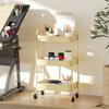Serving Cart, Steel Trolley, 3 Perforated Shelves, 45 x 30.6 x 79 cm, Yellow