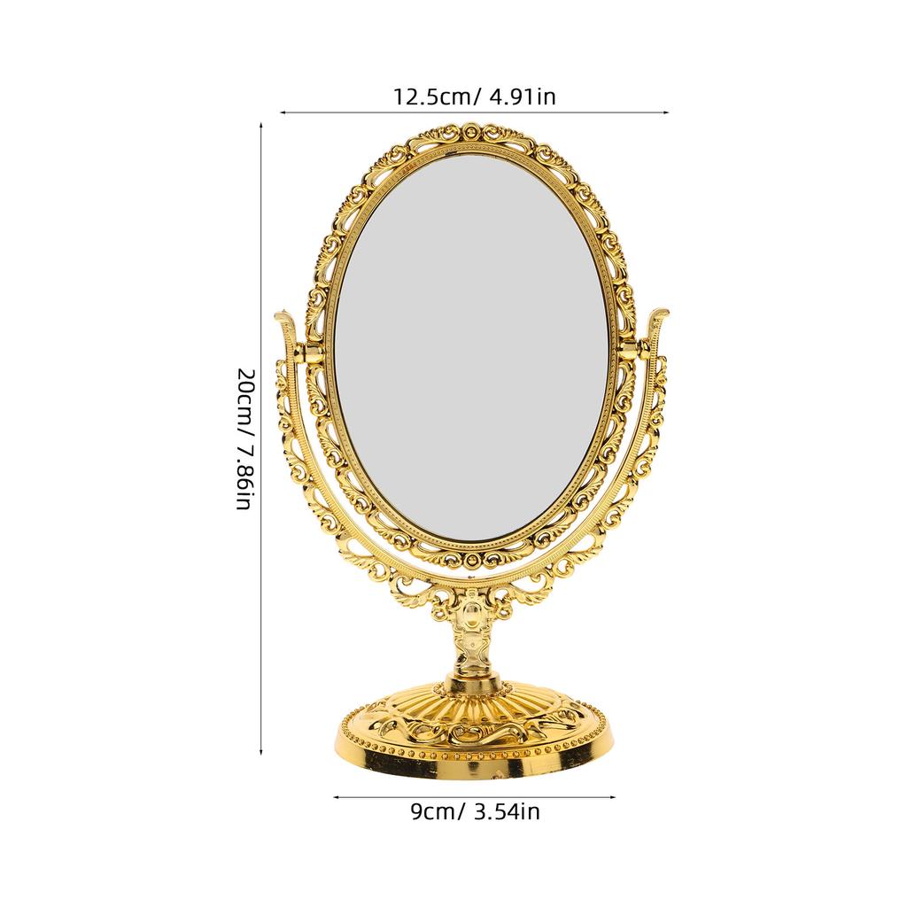 Rotation Makeup Mirror Vanity Vintage Rotating Oval With Frame Golden Abs  European Desktop Makeup Mirror Double Side Mirror