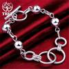 Hot fashion 925 Sterling Silver Retro hanging bead circle chain Bracelet for woman Popular brands jewelry Wedding party gifts