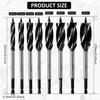8Pcs Wood Auger Drill Bit Set High-Carbon Steel 4 Flute Cut Drilling Bit Kit 10-25mm Self-Tapping Hex Shank Wood Hole Drill Bit