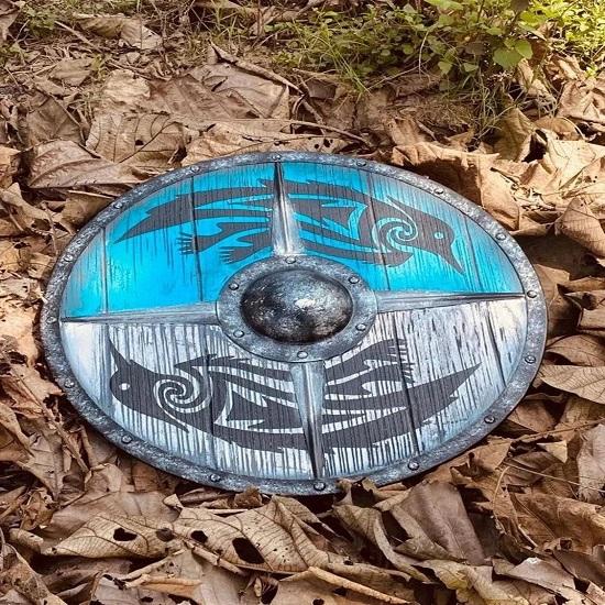Medieval Viking Shield Raven Ragnar Battle Ready Wooden Viking Round Lagertha Shield Cosplay Costume Prop