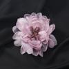 Elegant Silk Yarn Crystal Flower Brooch Three-dimensional High-end Retro Pin Evening Temperament Dress Corsage Woman