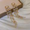 Zinc Alloy Needle Water Drop Pearl Flower Tassel Earrings for Women French Vintage Palace Style Drop Earrings Vintage Zircon