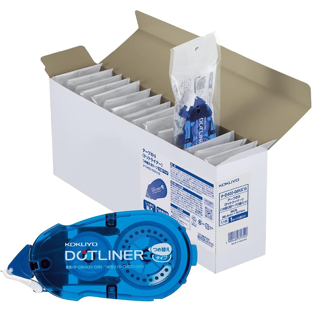 Kokuyo (KOKUYO) Adhesive Tape, Dot Liner, Refill, Strong Adhesive, 15 Pcs, TA-D400-08X15