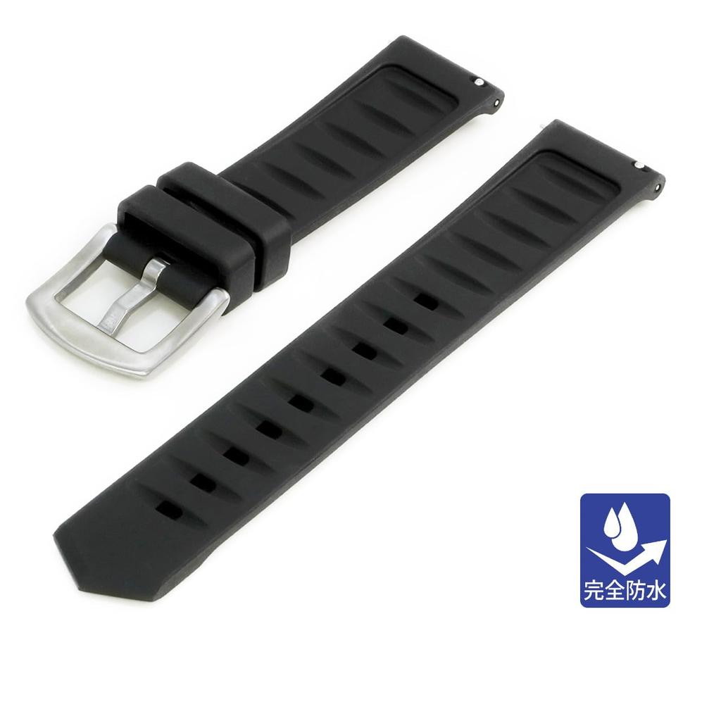 TOULON Watch Fully Cassis X1046198 Strap, Rubber, Waterproof, Strap, 22mm, Black,