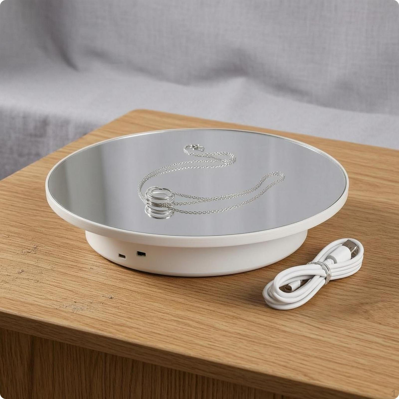 Electric Rotating Display Stand USB Powered Turntable Mirrored Top Mirror