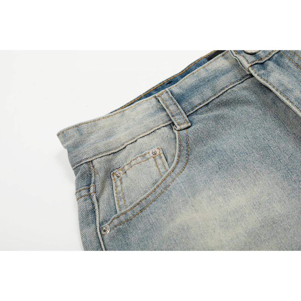 M33 Amiri Trendy Jeans im amerikanischen Stil für Herren und Damen mit Stoffpatches, Löchern, Stickereien, lässige und modische High Street-Hosen