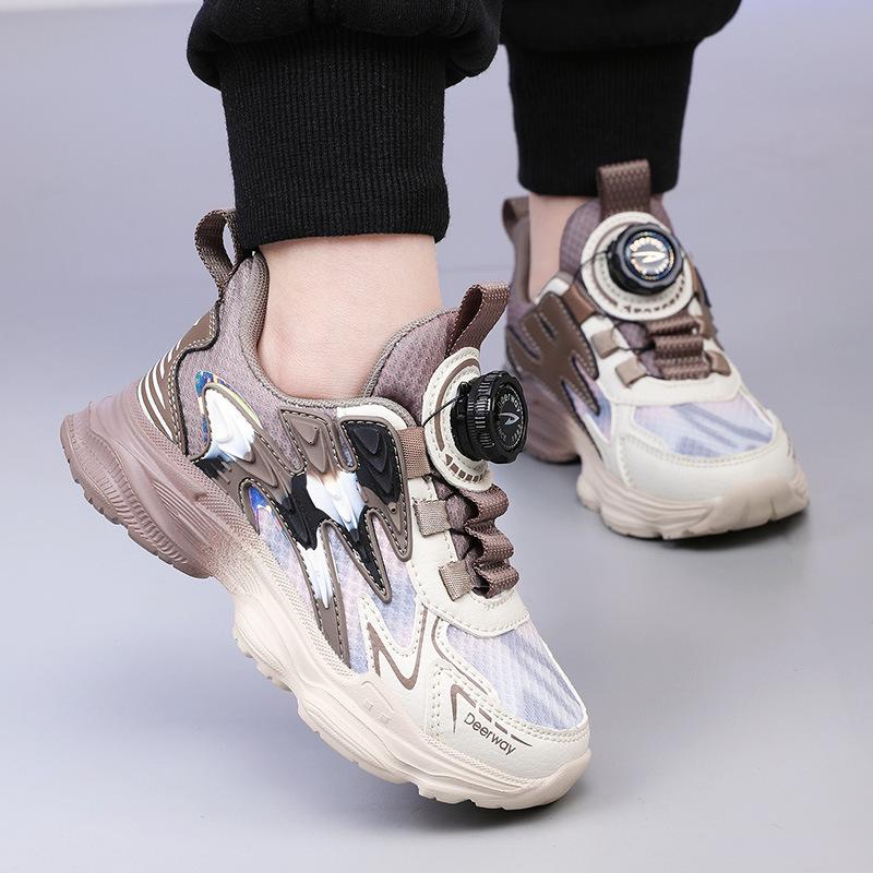 Barnsneakers, vridspännen, nätsskor, nätsskor, lätta, stötdämpande, andningsbara, pappaskor för sommaren