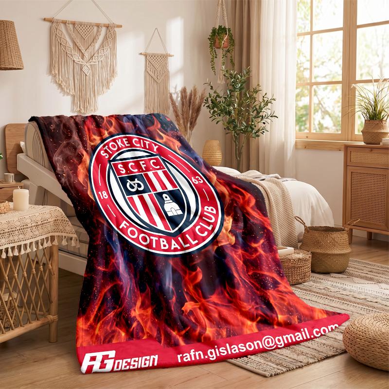 Stoke City Football Print Flannel Blanket Soft Warm Sofa Bed Throw Blanket For Home Office Bedroom
