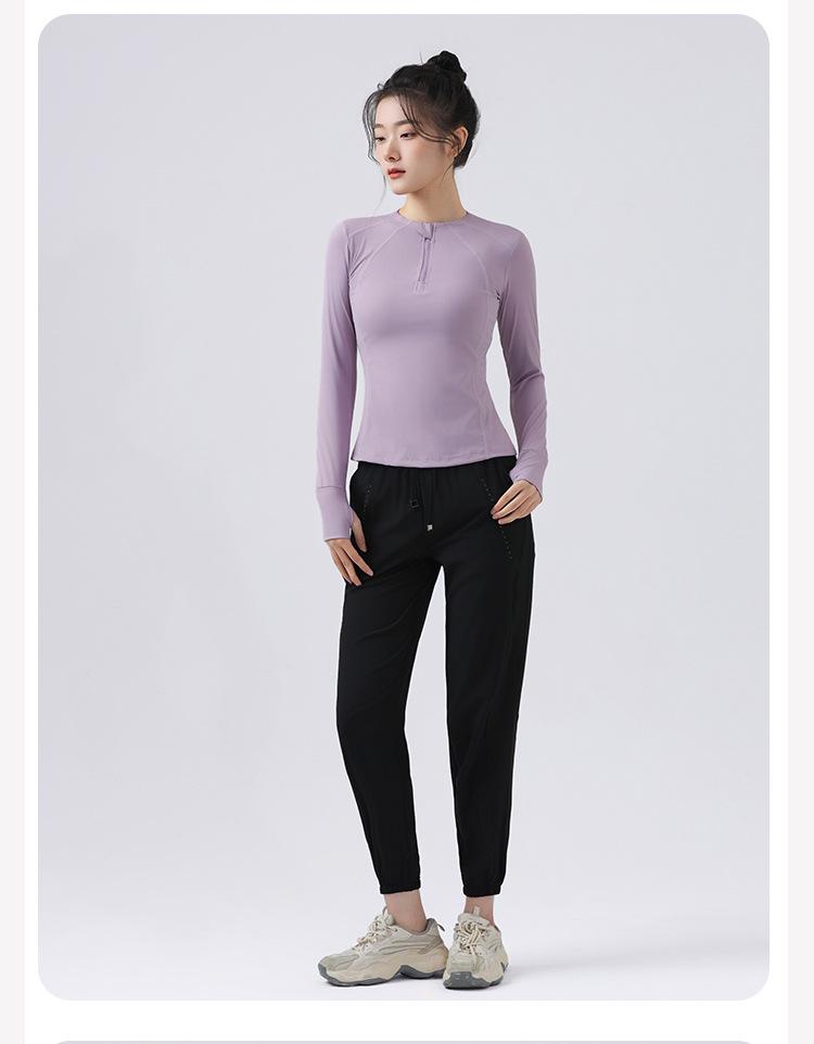 Damen Schnelltrocknendes Slim Fit Outdoor-Sportoberteil – Langarm Yoga & Lauf-Reißverschlusshemd