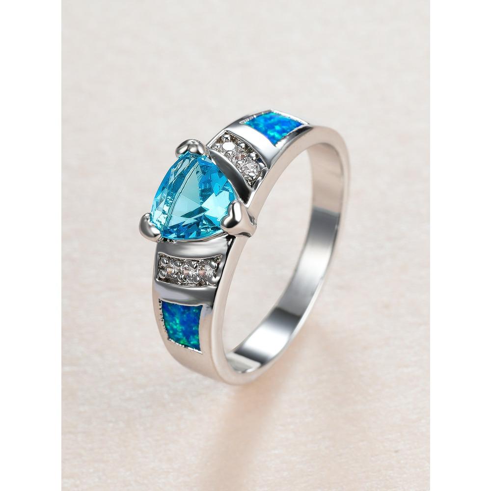 

European and American Fashion Accessories with Diamond Studded Blue and Navy Blue on Both Sides Carefully Designed Versatile Ring No. 9