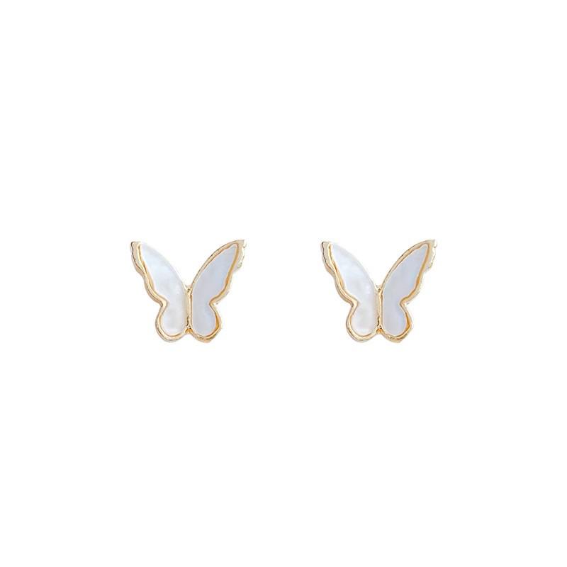 White Butterfly Drip Oil Ear Clips: Elegant, High-End, Exquisite, Non-Pierced, Light Luxury Earrings for Women
