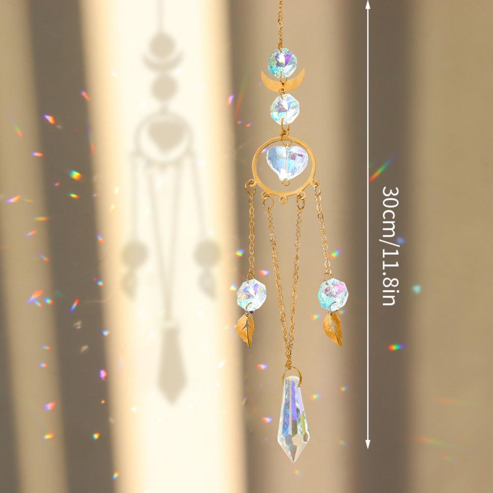 Suncatcher Crystal Rainbow Chaser Wind Chimes Moon Sun Catcher Glass Prism Outdoor Window Decor Home Garden Car Hanging Pendants